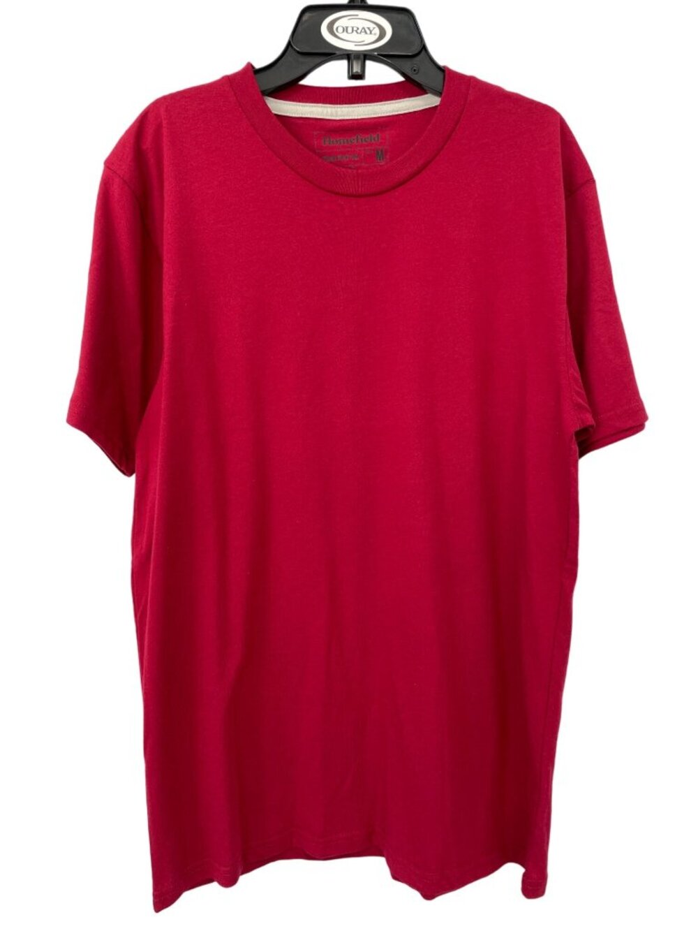 Homefield T Shirt Medium Crewneck Short Sleeve Red Cotton Blend Plain Basic Tee